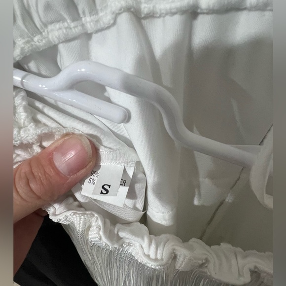 Western/boho vibes white fringe halter strap romper, size small, open back - Picture 5 of 12